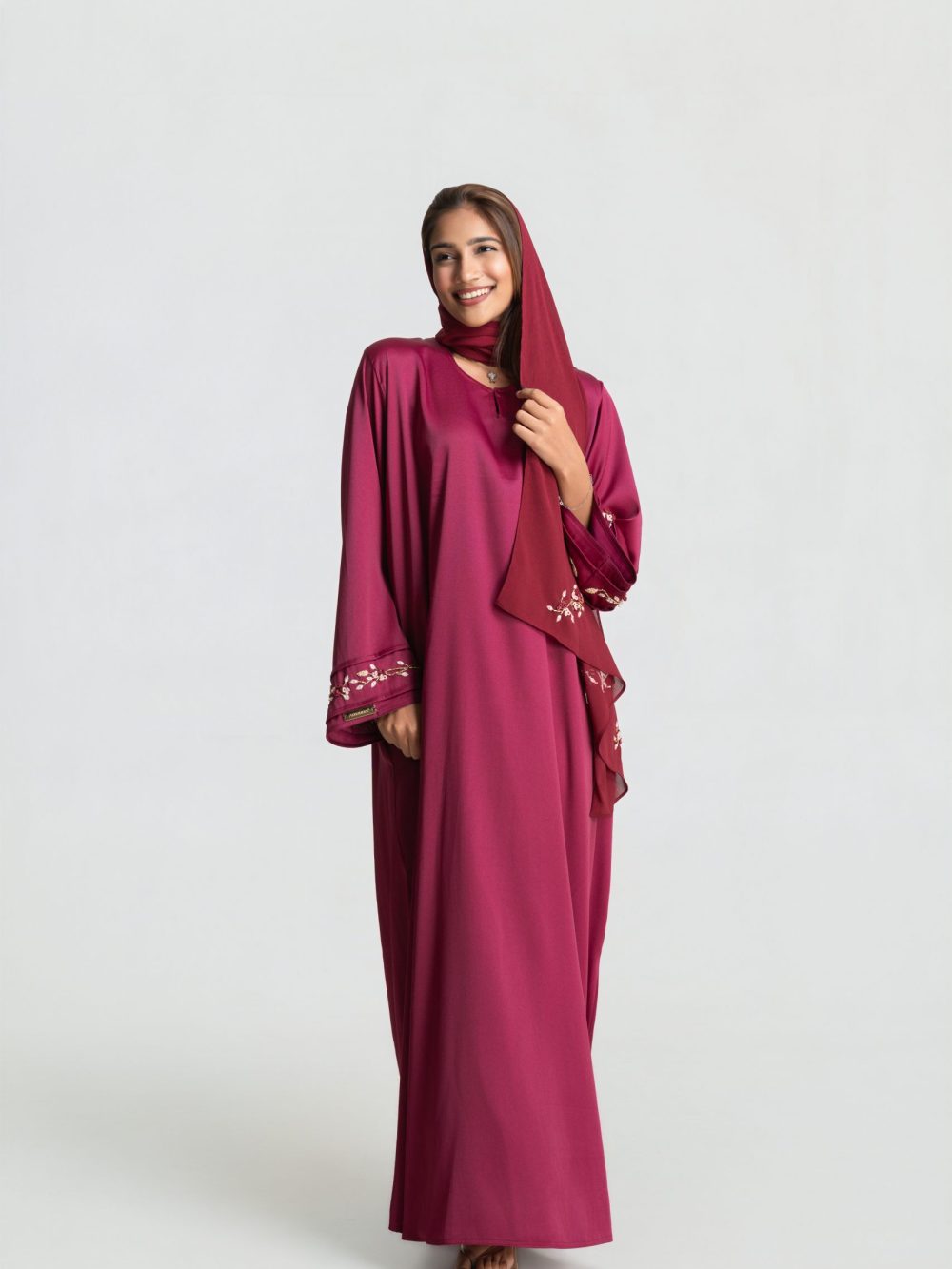 Saffron abaya set in Ruby